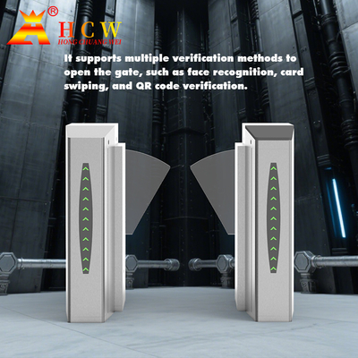 HCW Wing Gate Turnstile Biometric Access Control Rs232 Pedestrian Anti Smashing For Office Building