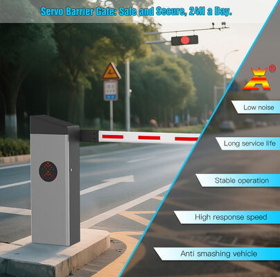 HCW Automatic Parking Barrier Gate with 2m Straight Rod and 200W DC Servo Motor for Vehicle Access Control
