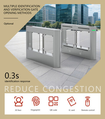 HCW CW406 Swing Barrier Turnstile Gate With 8 Pairs Infrared Detection Sensors Fast Speed 30-60 Person/Minute And 5 Million Times Life Span